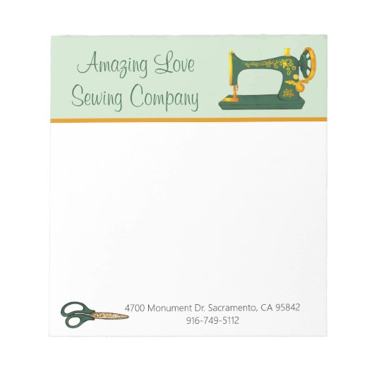 Bloc-note Machine à coudre vert lunatique (Devant)