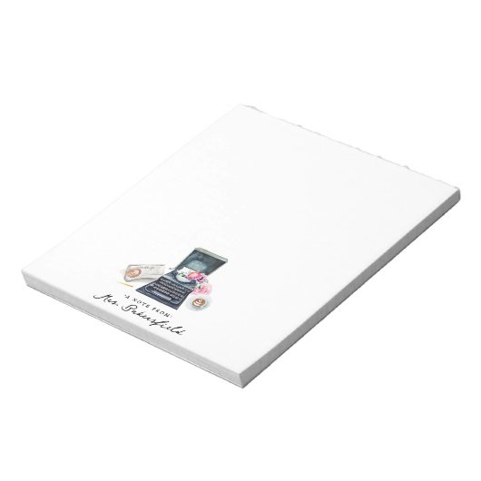 Bloc-note Machine à écrire aquarelle | Monogramme (Tourné)