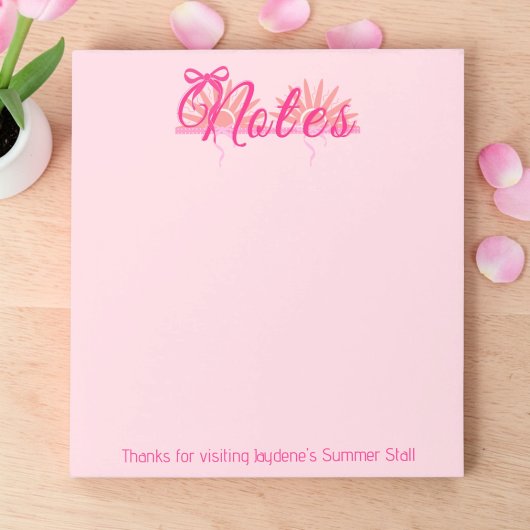 Bloc-note Magentia Et Ruban Rose Avec Soleil Éclatant