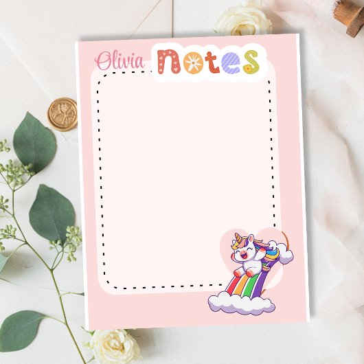 Bloc-note Magical Rainbow Unicorn Personalized cute