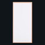 Bloc-note Magnétique 2024 Couleur de l'année : Pêche<br><div class="desc">Ce bloc-notes personnalisé est doté d'une bordure pêche de la couleur de l'année 2024. Vous pouvez personnaliser avec un nom.</div>