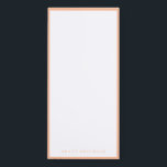 Bloc-note Magnétique 2024 Couleur de l'année : Pêche<br><div class="desc">Ce bloc-notes personnalisé est doté d'une bordure pêche de la couleur de l'année 2024. Vous pouvez personnaliser avec un nom.</div>