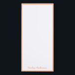 Bloc-note Magnétique 2024 Couleur de l'année : Pêche<br><div class="desc">Ce bloc-notes personnalisé est doté d'une bordure pêche de la couleur de l'année 2024. Vous pouvez personnaliser avec un nom.</div>