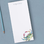 Bloc-note Magnétique Aquarelle Crabe Bleu Papier à lettres personnalisé<br><div class="desc">Elégante et côtière, cette papeterie personnalisée présente votre nom de famille ou monogramme dans une typographie manuscrite avec mon crabe bleu aquarelle d'origine. Parfait pour les mariages ou vos notes d'été. Pour en savoir plus sur les modèles de vie de bureau et les cadeaux de crabe comme celui-ci, visitez le...</div>