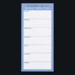 Bloc-note Magnétique Bleu Minimaliste Simple Planification Familiale<br><div class="desc">Écrivez vos dîners sur cette tablette magnétique pour une façon simple de planifier les repas de la semaine et collez-les sur votre réfrigérateur, porte de garde ou centre de commande. La disposition simple et moderne en bleu, noir et blanc frais avec des polices sans serif séduira tous les planificateurs de...</div>