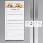 Bloc-note Magnétique Chihuahua Tournesol Chien Jaune Aquarelle Florale<br><div class="desc">Le bloc-notes magnétique 'Chihuahua Sunflowers Yellow Dog Watercolor Floral' s'inspire de la nature joyeuse et lumineuse du Chihuahuas et de la beauté vibrante des tournesols. Ce design est composé d'un mignon chihuahua, entouré de tournesols jaunes gais, le tout dans un style d'aquarelle douce qui apporte un sentiment de chaleur et...</div>