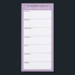 Bloc-note Magnétique Dusty Lilac Minimaliste Simple Planification Des R<br><div class="desc">Écrivez vos dîners sur cette tablette magnétique pour une façon simple de planifier les repas de la semaine et collez-les sur votre réfrigérateur, porte de garde ou centre de commande. La disposition simple et moderne en mauve pastel, noir et blanc avec des polices sans serif plaira à tous les planificateurs...</div>