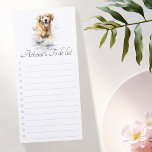 Bloc-note Magnétique Golden retriever watercolor to do list<br><div class="desc">Magnetic notepad to do list featuring a beautiful watercolor painting of a Golden retriever running through water.</div>