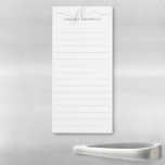 Bloc-note Magnétique Initiales Monogramme Moderne Gris Argent Roulé<br><div class="desc">Bloc-notes moderne minimaliste et personnalisé avec initiales de script de style calligraphie simple ou monogramme et nom en argent et gris. MODIFICATIONS : Vous pouvez modifier le style, la couleur, la taille et le placement de la police de texte en cliquant sur MODIFIER dans la section PERSONNALISER pour obtenir un...</div>