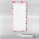 Bloc-note Magnétique Motif Fruit cerise en rose et rouge Personnalisé<br><div class="desc">Motif de fruits mignon avec cerises en rose et rouge.</div>