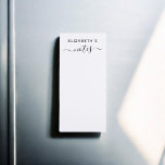 Bloc-note Magnétique Nota Calligraphie minimaliste blanc<br><div class="desc">Restez organisé en style avec ce bloc-notes magnétique personnalisé, conçu pour ceux qui apprécient à la fois la fonctionnalité et l'esthétique. Doté d'une police sans serif moderne et épurée, ce bloc-notes est aussi chic que pratique. La rubrique "Notes" est élégamment conçue dans la calligraphie moderne, ajoutant une touche de sophistication...</div>