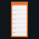 Bloc-note Magnétique Orange Minimaliste Simple Planification Familiale<br><div class="desc">Écrivez vos dîners sur cette tablette magnétique pour une façon simple de planifier les repas de la semaine et collez-les sur votre réfrigérateur, porte de garde ou centre de commande. La disposition simple et moderne en orange juteux, noir et blanc avec des polices sans serif séduira tous les planificateurs de...</div>
