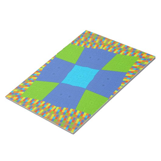 Bloc-note Magnifique conception d'impression d'art vert bleu (Incliné)