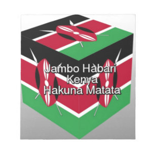 Bloc-note Magnifique Cube du Drapeau Kenyan avec Message