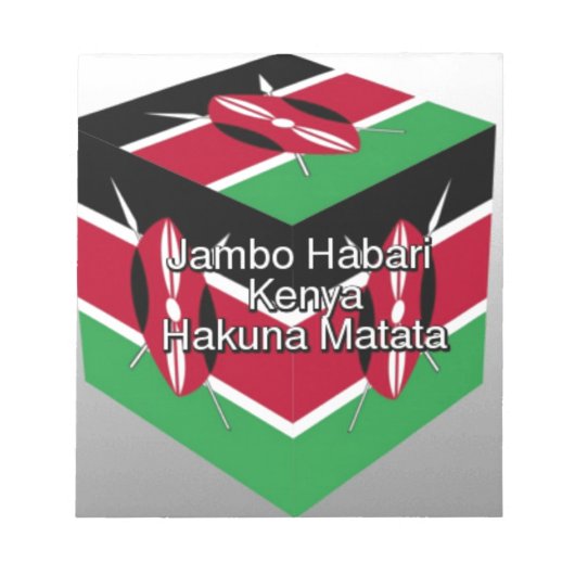 Bloc-note Magnifique Cube du Drapeau Kenyan avec Message (Devant)