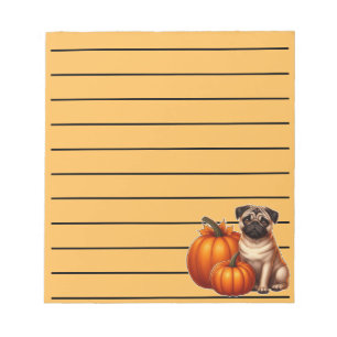 Bloc-note Magnifique Pug Assis à Côté de Citrouilles et de F