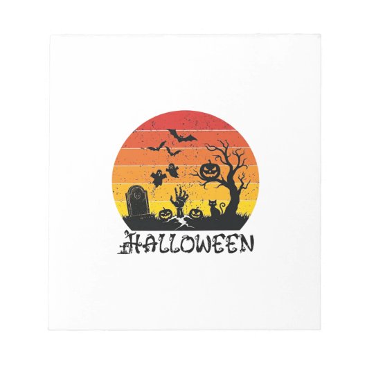 Bloc-note Main de zombie Halloween Pierre tombale Arbre Chat (Devant)