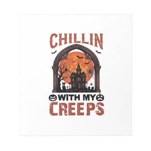 Bloc-note Maison hantée Halloween Chillin Creeps Lune Orange (Devant)