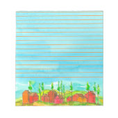 Bloc-note Maisons rouges Aquarelle bleue (Devant)