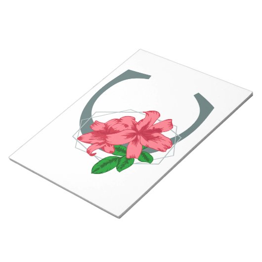 Bloc-note Majuscule C monogramme floral (Incliné)