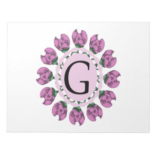Bloc-note Majuscule G monogramme floral