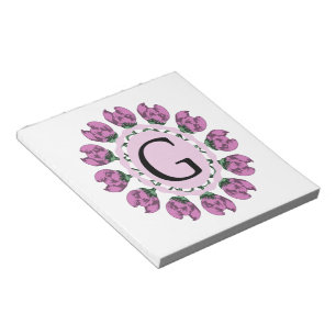 Bloc-note Majuscule G monogramme floral