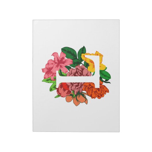 Bloc-note Majuscule L monogramme floral (Tourné)