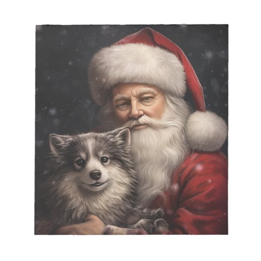 Bloc-note Malamute d'Alaska avec le Père Noël de Noël (Devant)
