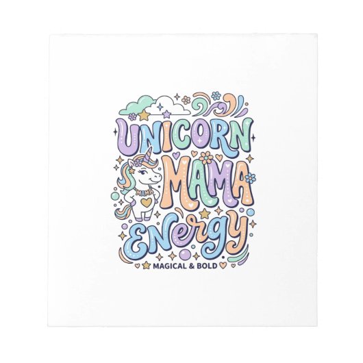 Bloc-note Mama Licorne Énergie Kawaii Design Vectoriel_1 (Devant)
