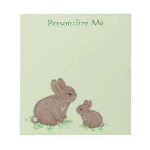 Bloc-note Maman adorable et bébé lapin dans du trèfle