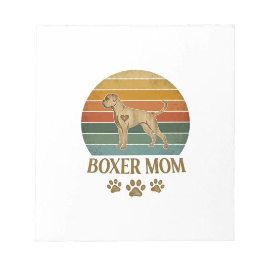 Bloc-note Maman Boxer Chien Rétro Coucher de Soleil Empreint (Devant)
