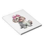 Bloc-note Maman fille chien havanais bow coquette rose (Incliné)
