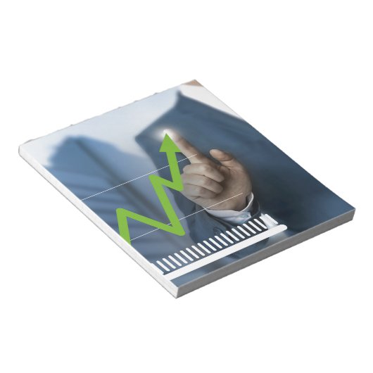 Bloc-note Man showing stock price touchscreen concept (Incliné)