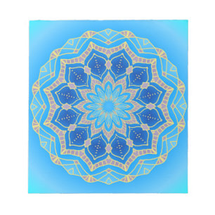 Bloc-note Mandala en bleu électrique et turquoise