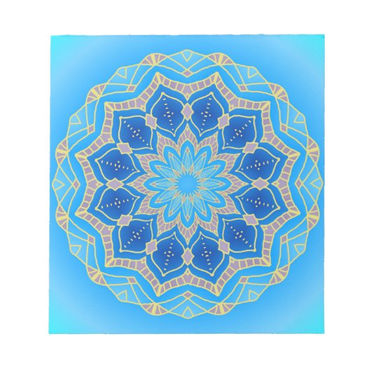 Bloc-note Mandala en bleu électrique et turquoise (Devant)