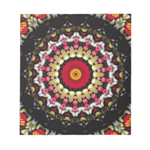 Bloc-note Mandala magique noir et rouge