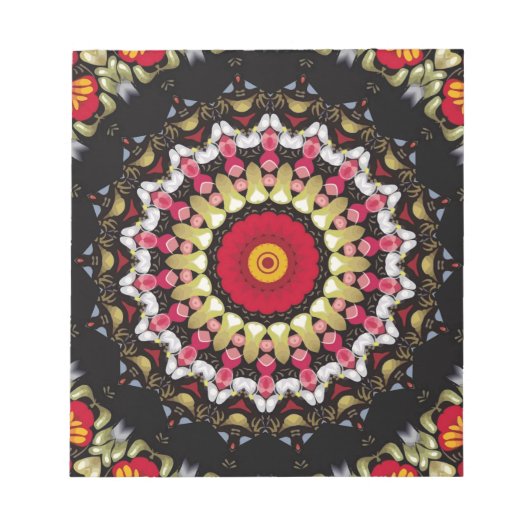 Bloc-note Mandala noir et rouge magique (Devant)