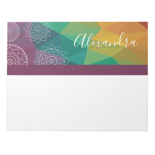 Bloc-note Mandala personnalisé arc-en-ciel chic