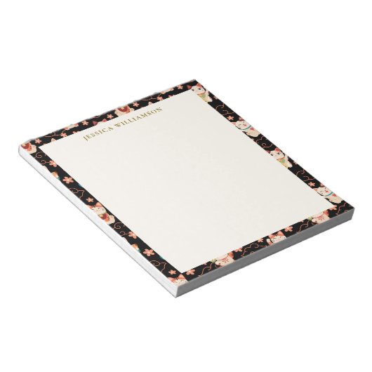 Bloc-note Maneki Neko Lucky Cats Personalized Name (Incliné)