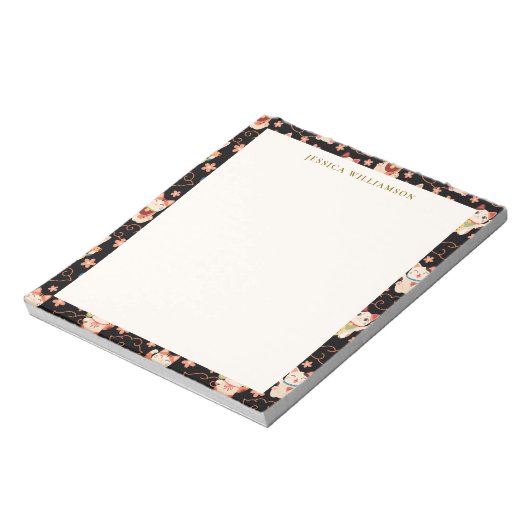 Bloc-note Maneki Neko Lucky Cats Personalized Name (Tourné)