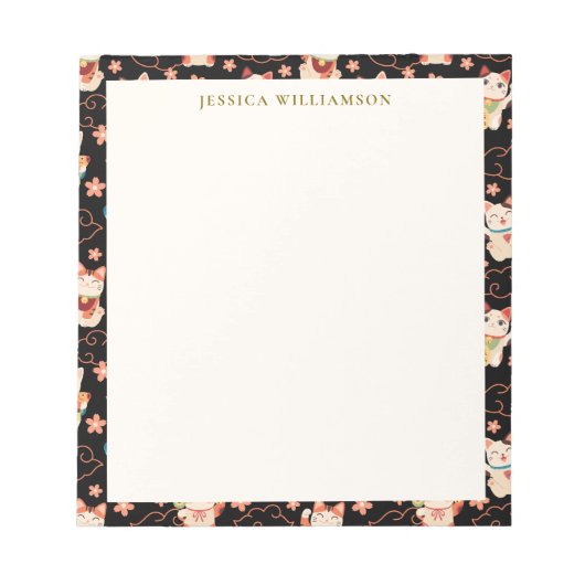 Bloc-note Maneki Neko Lucky Cats Personalized Name (Devant)