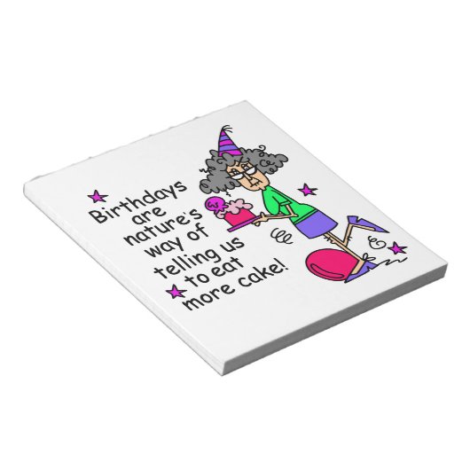 Bloc-note Mangez plus d'humour d'anniversaire de gâteau (Incliné)