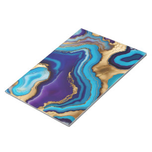 Bloc-note Marbre Agate Design moderne en bleu or violet