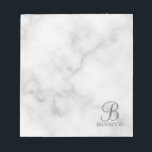 Bloc-note Marbre blanc de script personnalisé Monogramme et<br><div class="desc">Monogramme personnalisé et cadeau de nom caractéristiques monogramme personnalisé en style de police de script classique blanc et nom en style de police de serif classique blanc sur arrière - plan de marbre blanc. Parfait comme cadeau de vacances, cadeau de fête des pères et cadeau pour toutes les occasions spéciales....</div>