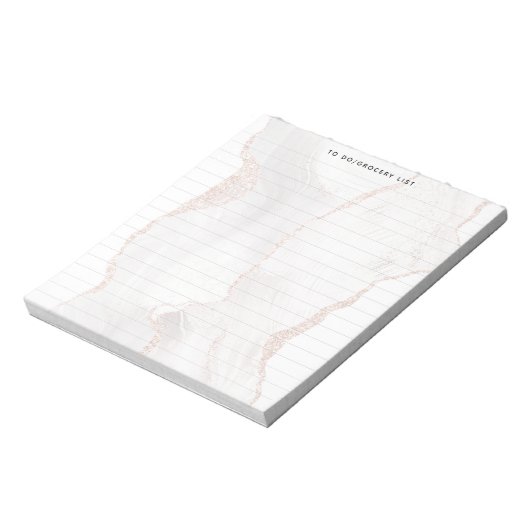 Bloc-note Marbre blanc marbré élégant moderne doublé (Tourné)
