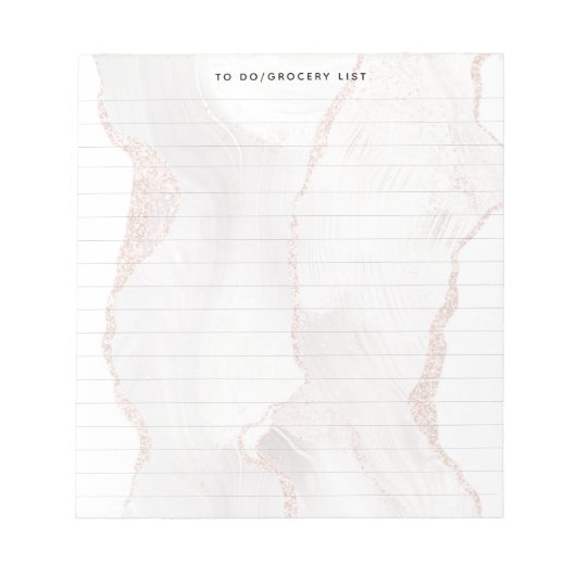 Bloc-note Marbre blanc marbré élégant moderne doublé (Devant)