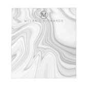 Bloc-note Marbre blanc moderne élégant Nom (Devant)