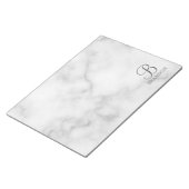 Bloc-note Marbre Blanc Monogramme de Script Personnalisé et  (Incliné)