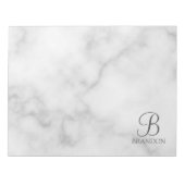 Bloc-note Marbre Blanc Monogramme de Script Personnalisé et  (Devant)