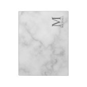 Bloc-note Marbre Blanc Monogramme et Nom Personnalisés (Tourné)